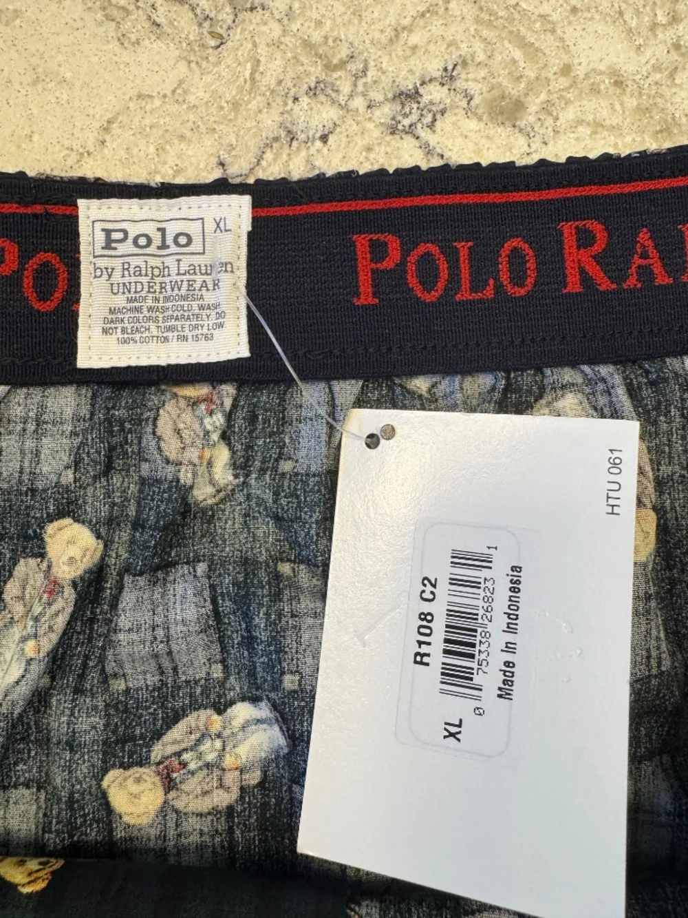Vintage‎ Men's Polo By Ralph Lauren Plaid Boxers Shorts with Teddy Bears XL